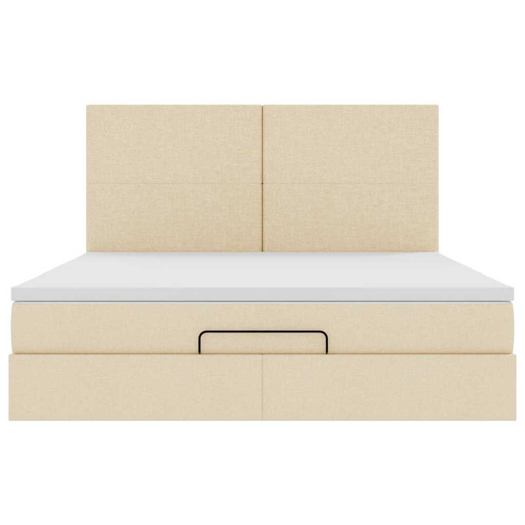 Cadre de lit ottoman avec matelas crème 180x200 cm tissu - XIOS