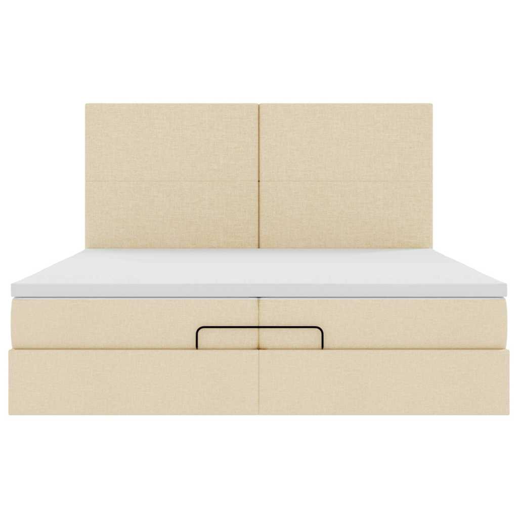 Cadre de lit ottoman avec matelas crème 200x200cm tissu - XIOS