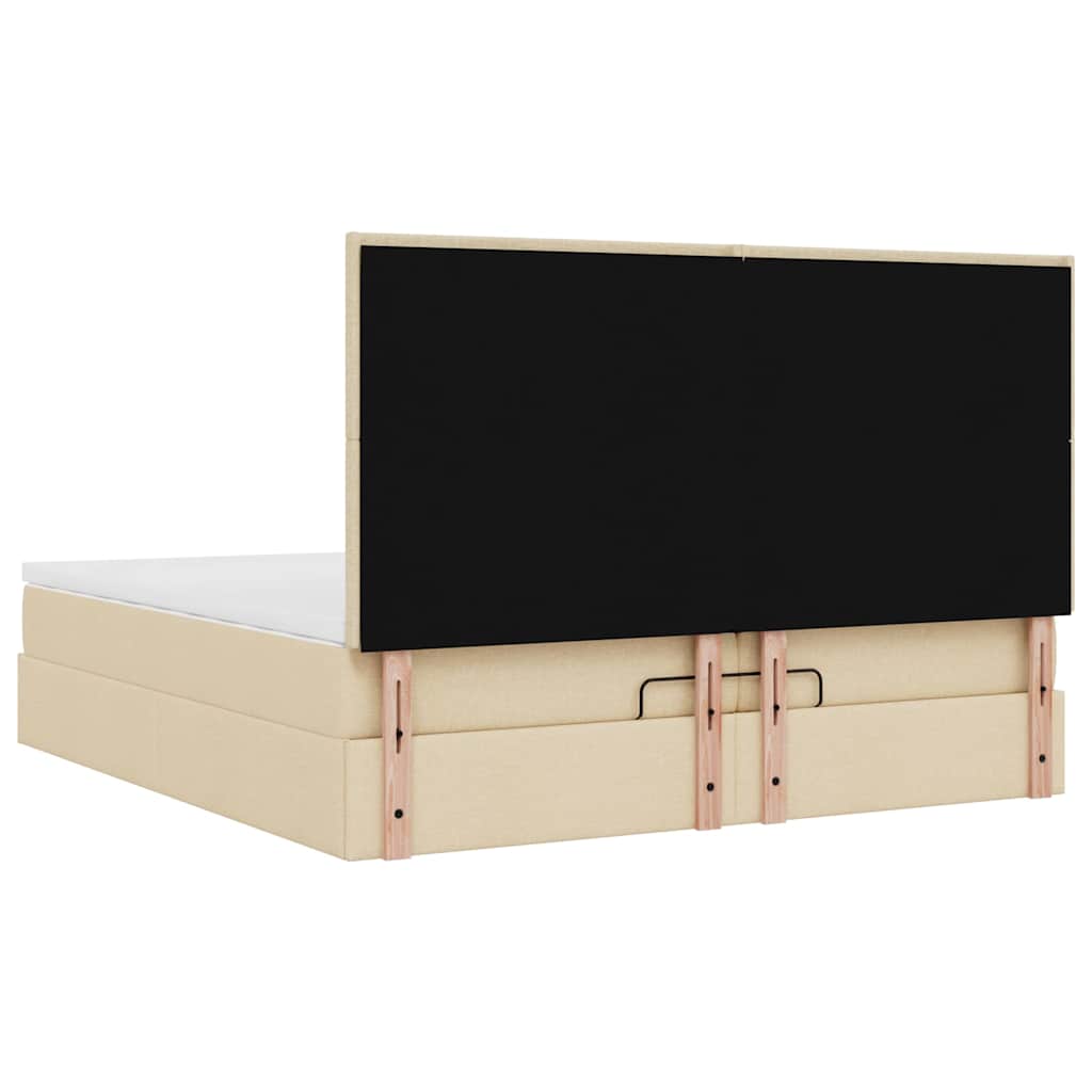Cadre de lit ottoman avec matelas crème 200x200cm tissu - XIOS