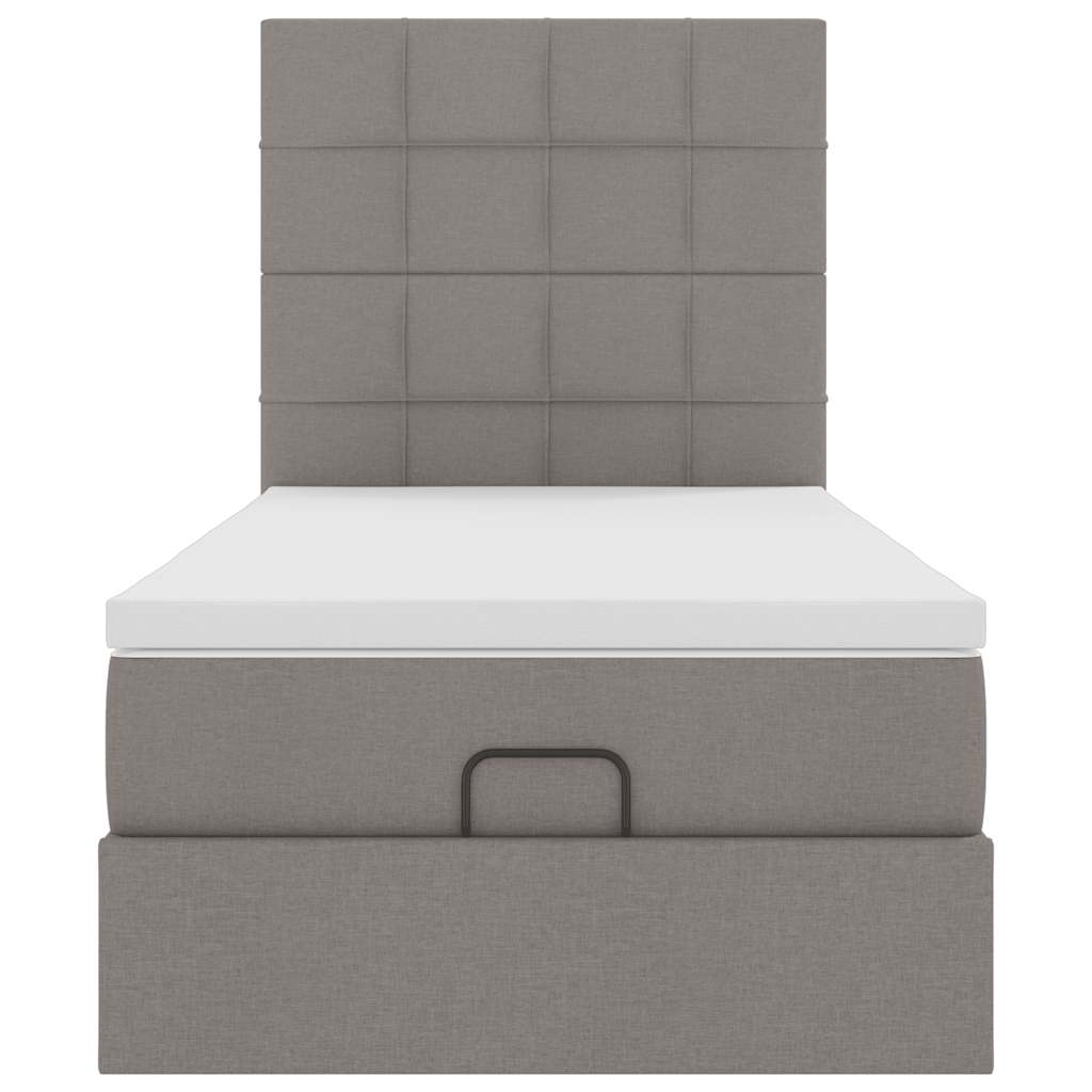 Cadre de lit ottoman avec matelas taupe 80x200 cm tissu