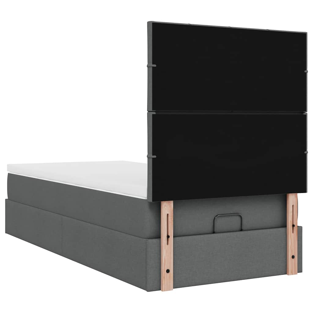 Cadre de lit ottoman avec matelas gris foncé 90x190 cm tissu - XIOS
