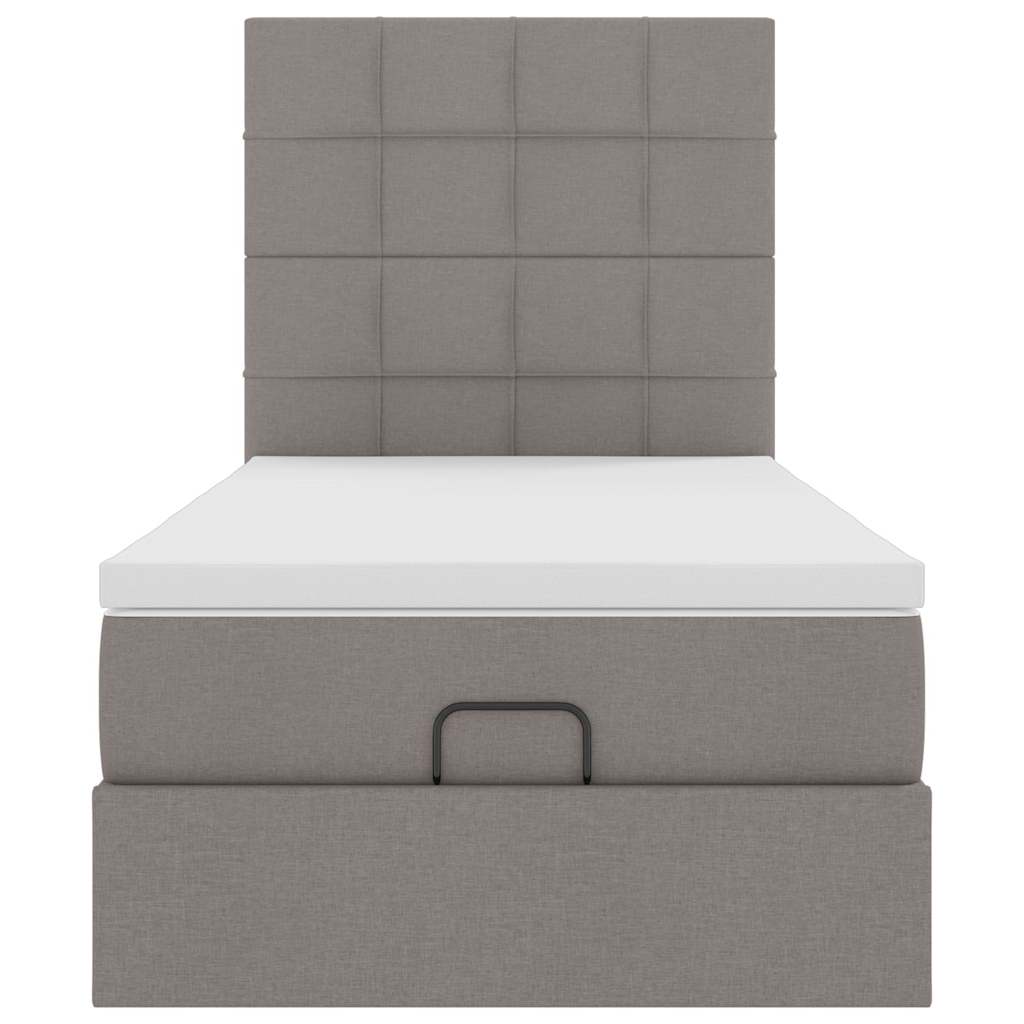 Cadre de lit ottoman avec matelas taupe 90x190 cm tissu - XIOS