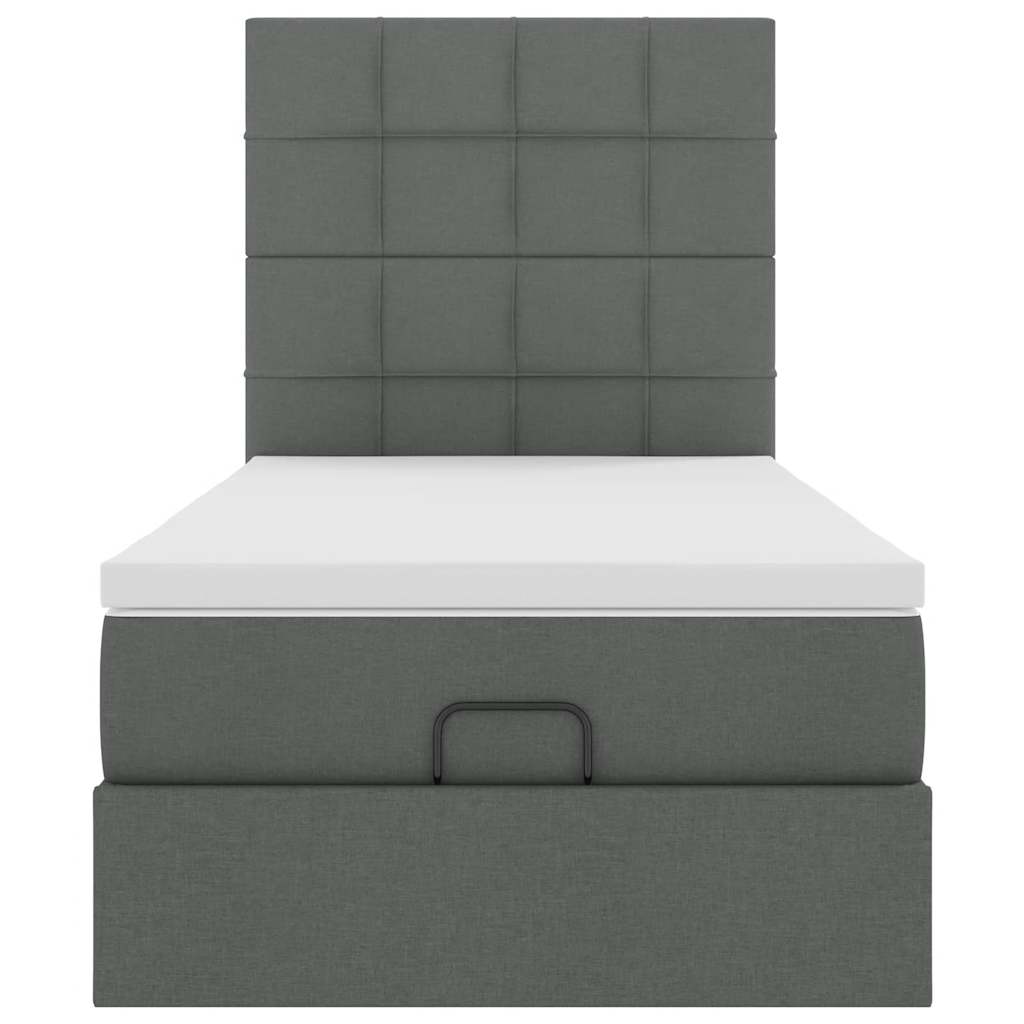 Lit ottoman avec matelas gris foncé 90x200 cm tissu - XIOS