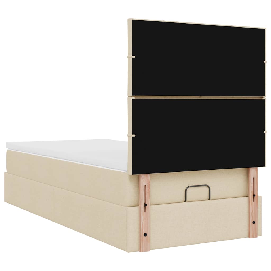 Lit ottoman avec matelas crème 90x200 cm tissu - XIOS