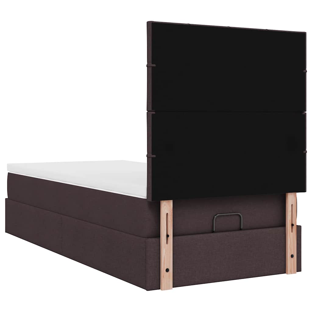 Lit ottoman avec matelas marron foncé 100x200 cm tissu - XIOS