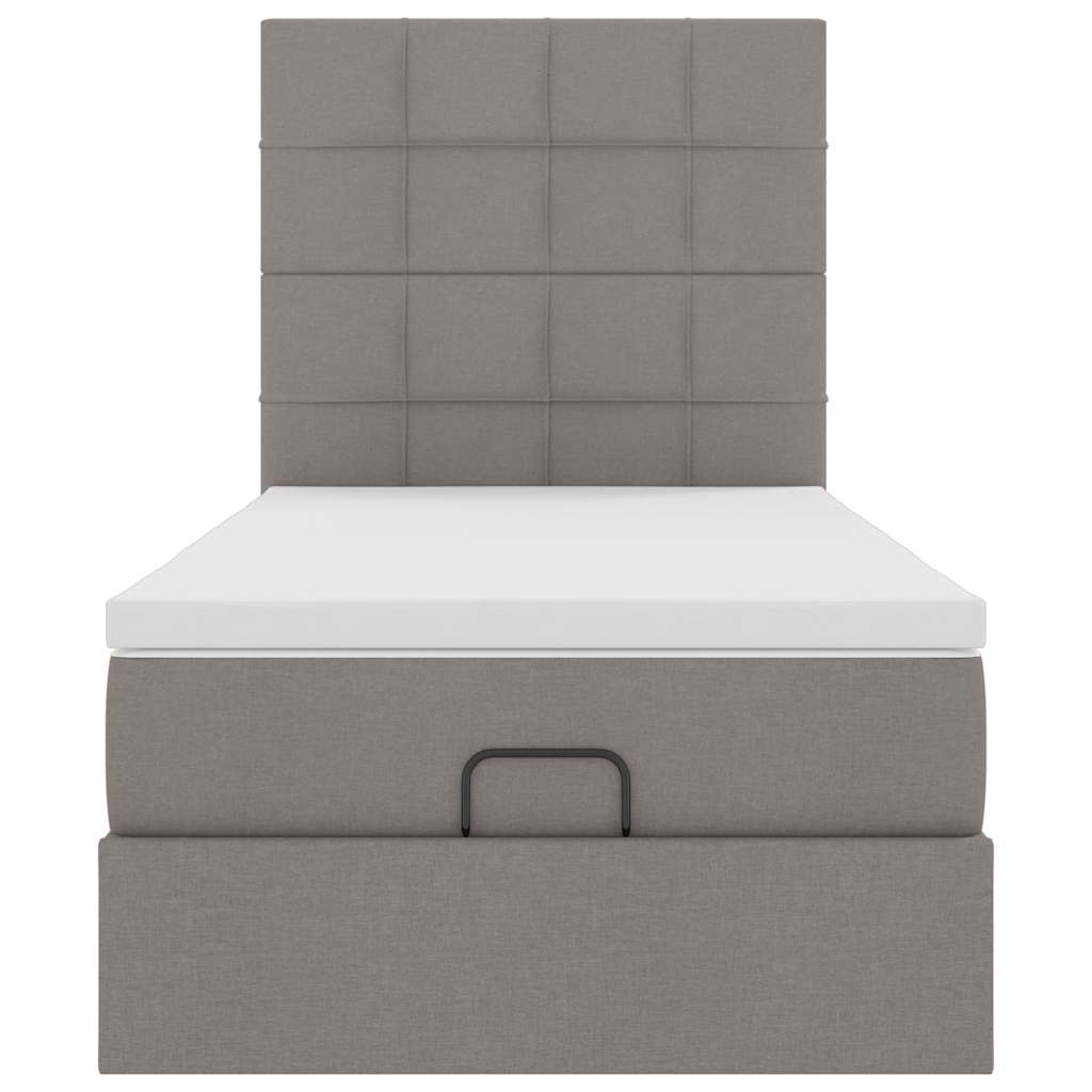 Lit ottoman avec matelas taupe 100x200 cm tissu