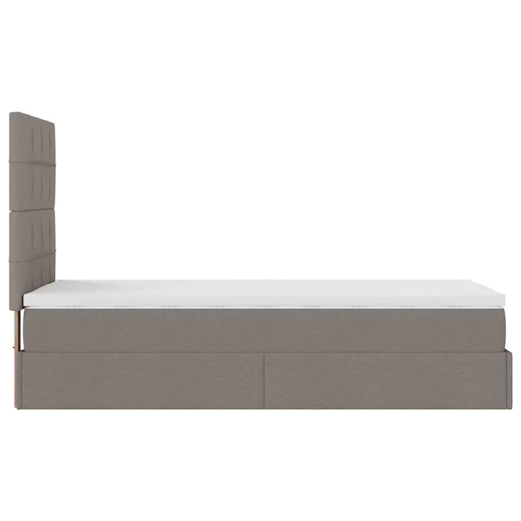 Lit ottoman avec matelas taupe 100x200 cm tissu