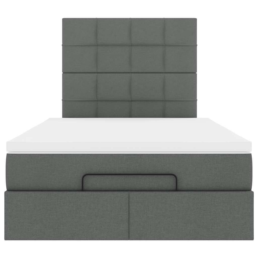 Cadre de lit ottoman avec matelas gris foncé 120x190 cm tissu - XIOS