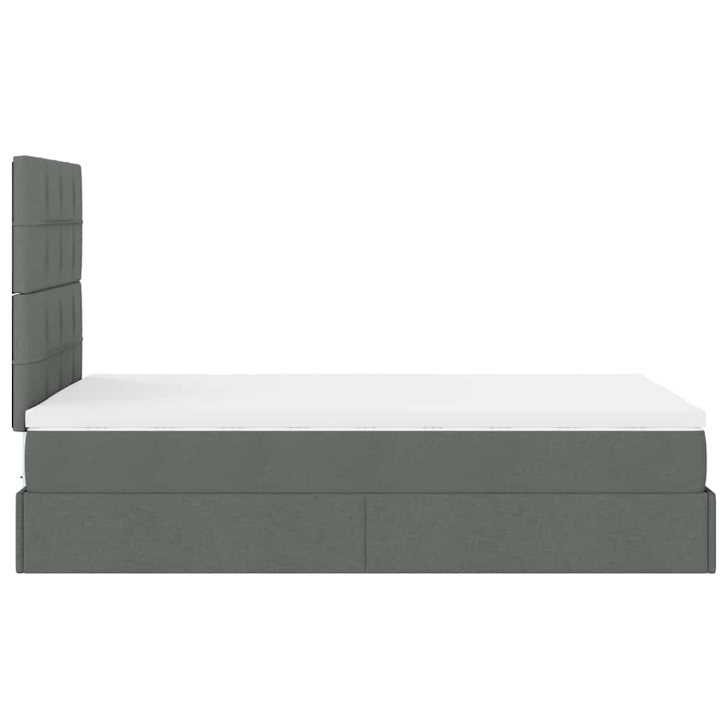 Cadre de lit ottoman avec matelas gris foncé 120x190 cm tissu - XIOS