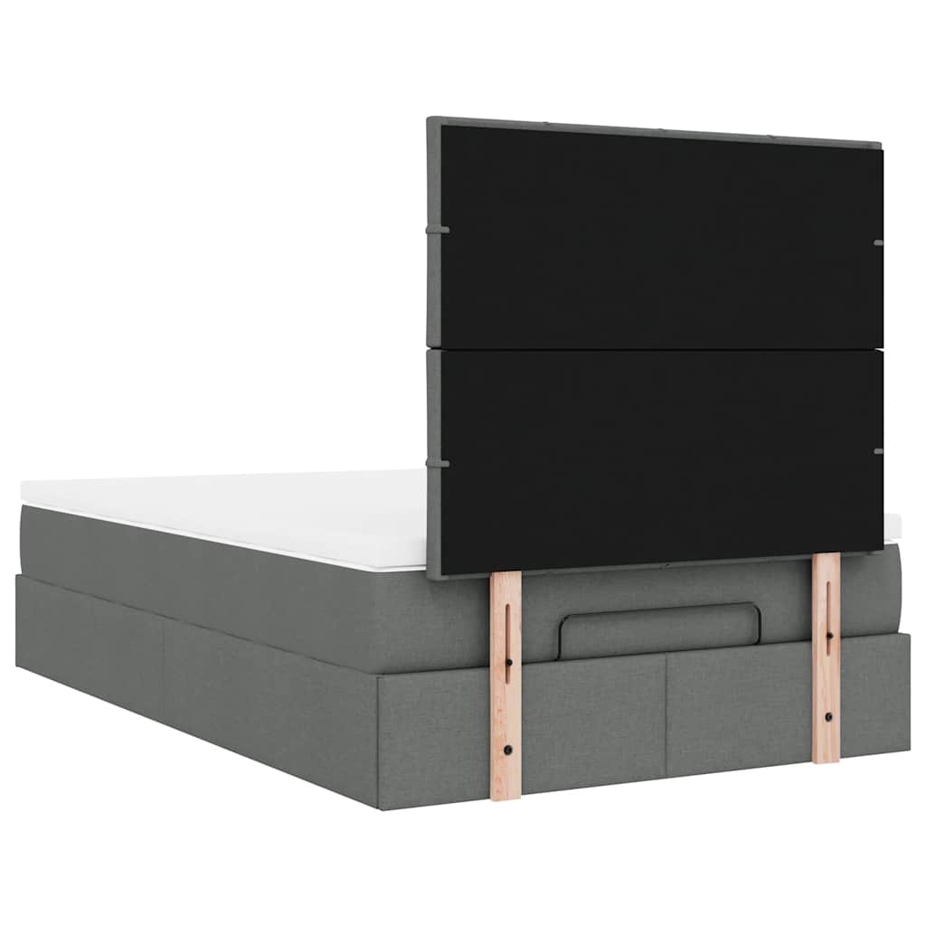Cadre de lit ottoman avec matelas gris foncé 120x190 cm tissu - XIOS