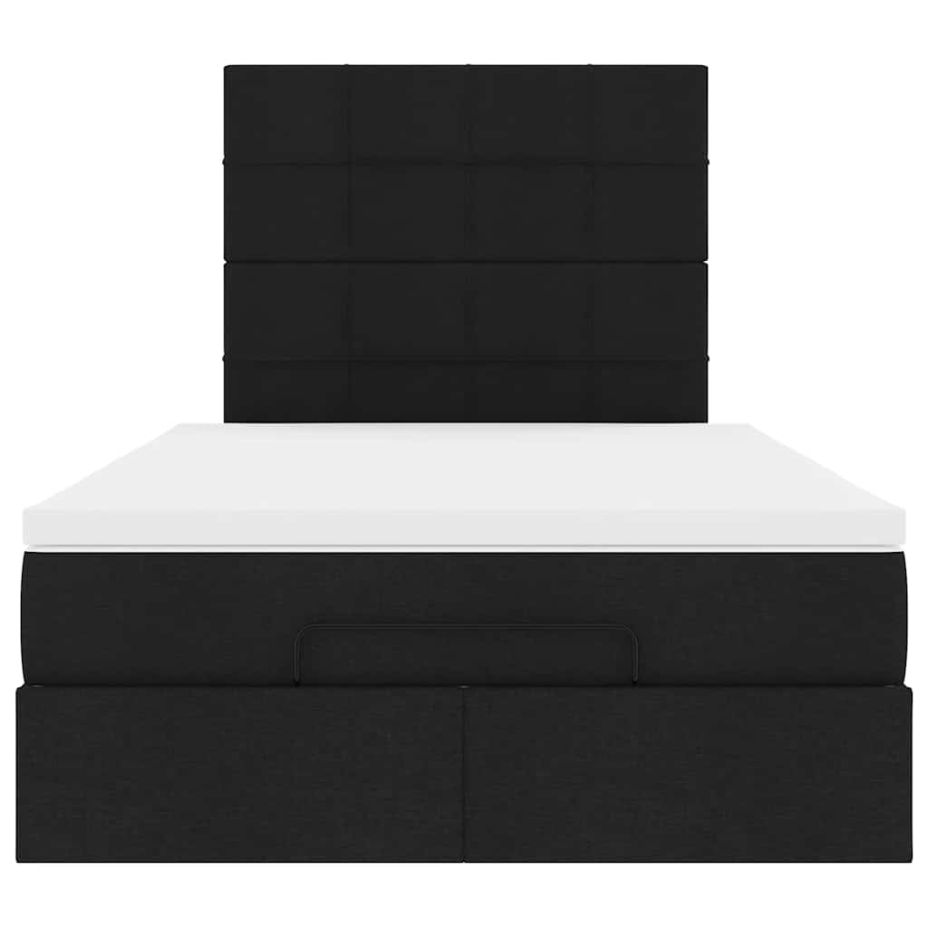 Cadre de lit ottoman avec matelas noir 120x190 cm tissu - XIOS