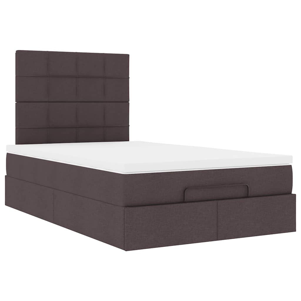 Cadre de lit ottoman avec matelas marron foncé 120x190 cm tissu - XIOS