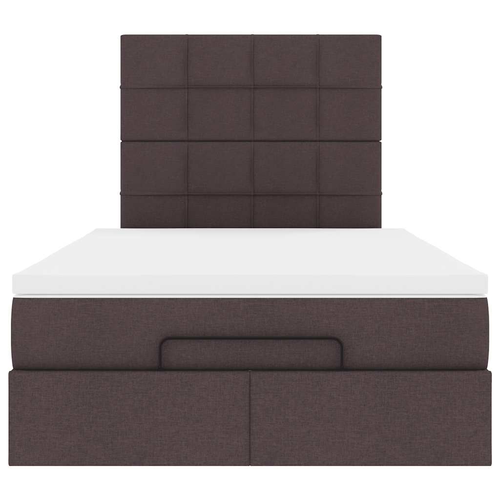 Cadre de lit ottoman avec matelas marron foncé 120x190 cm tissu - XIOS