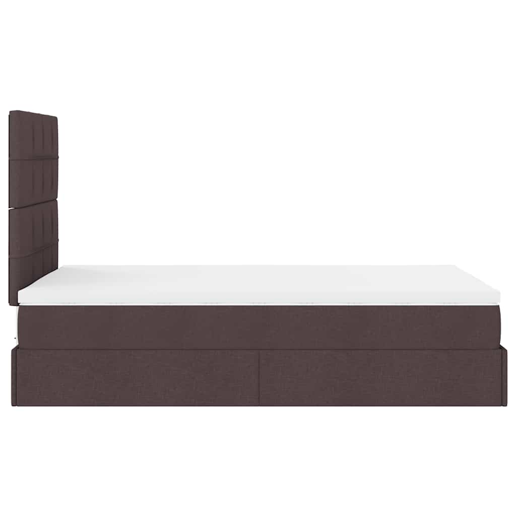 Cadre de lit ottoman avec matelas marron foncé 120x190 cm tissu - XIOS