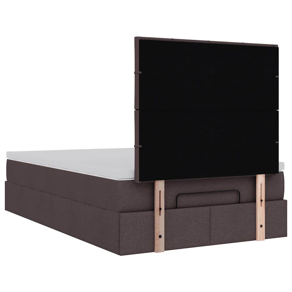 Cadre de lit ottoman avec matelas marron foncé 120x190 cm tissu - XIOS