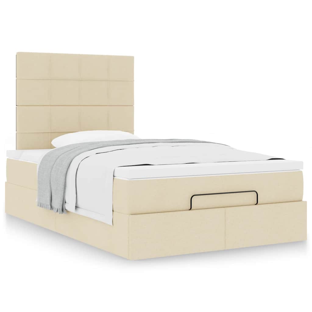 Cadre de lit ottoman avec matelas crème 120x190 cm tissu - XIOS