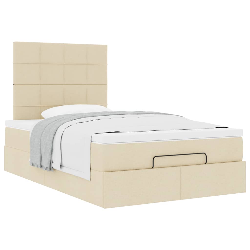 Cadre de lit ottoman avec matelas crème 120x190 cm tissu - XIOS