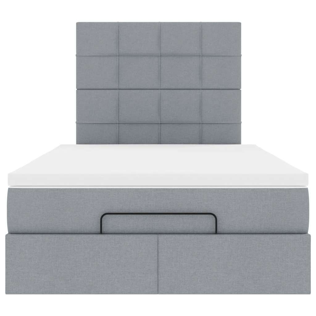 Cadre de lit ottoman et matelas gris clair 120x200 cm tissu - XIOS