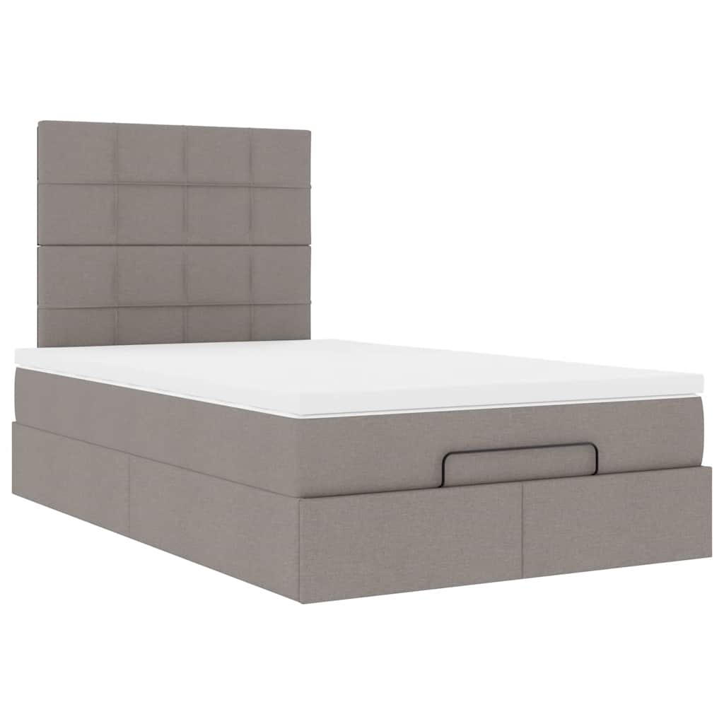 Cadre de lit ottoman avec matelas taupe 120x200 cm tissu