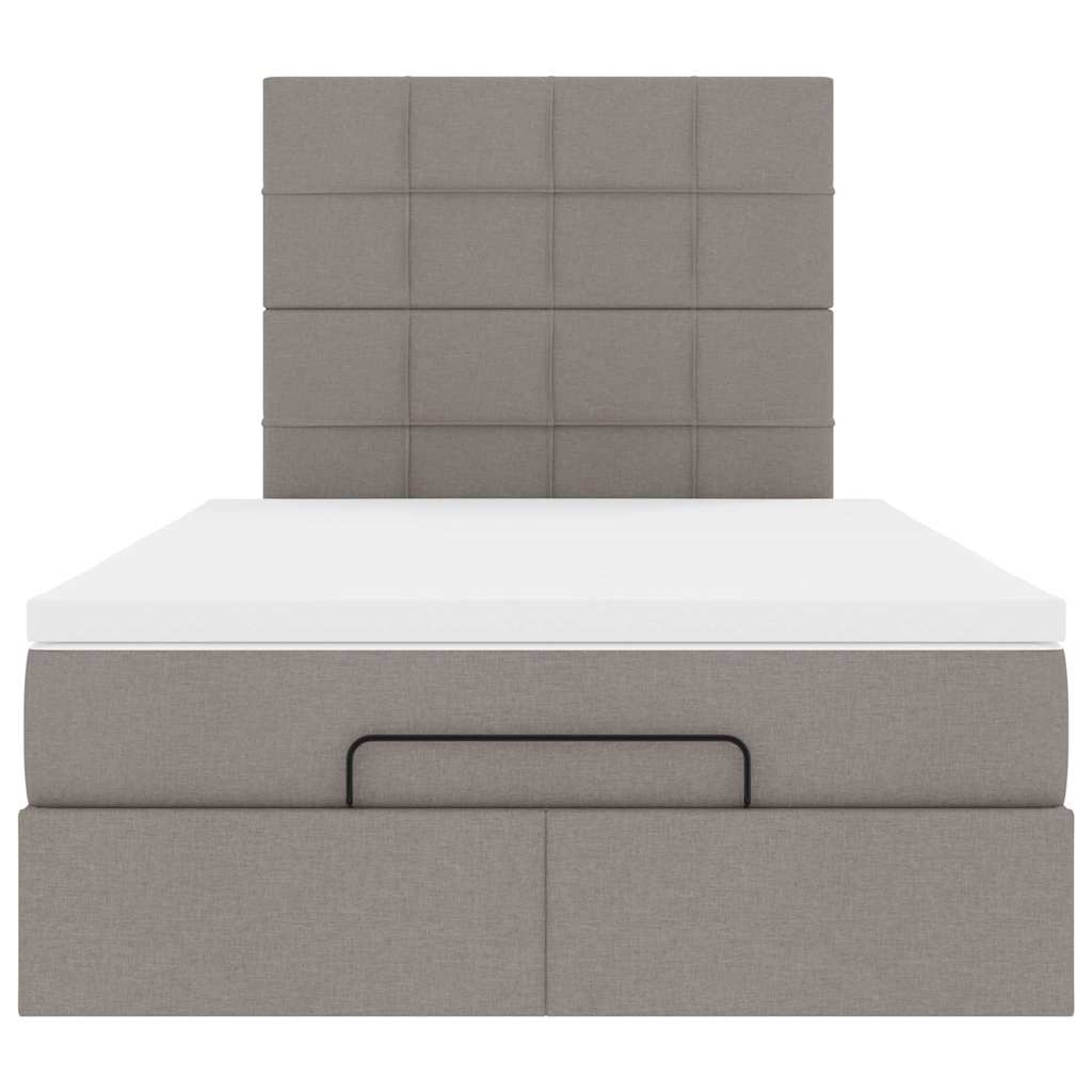 Cadre de lit ottoman avec matelas taupe 120x200 cm tissu