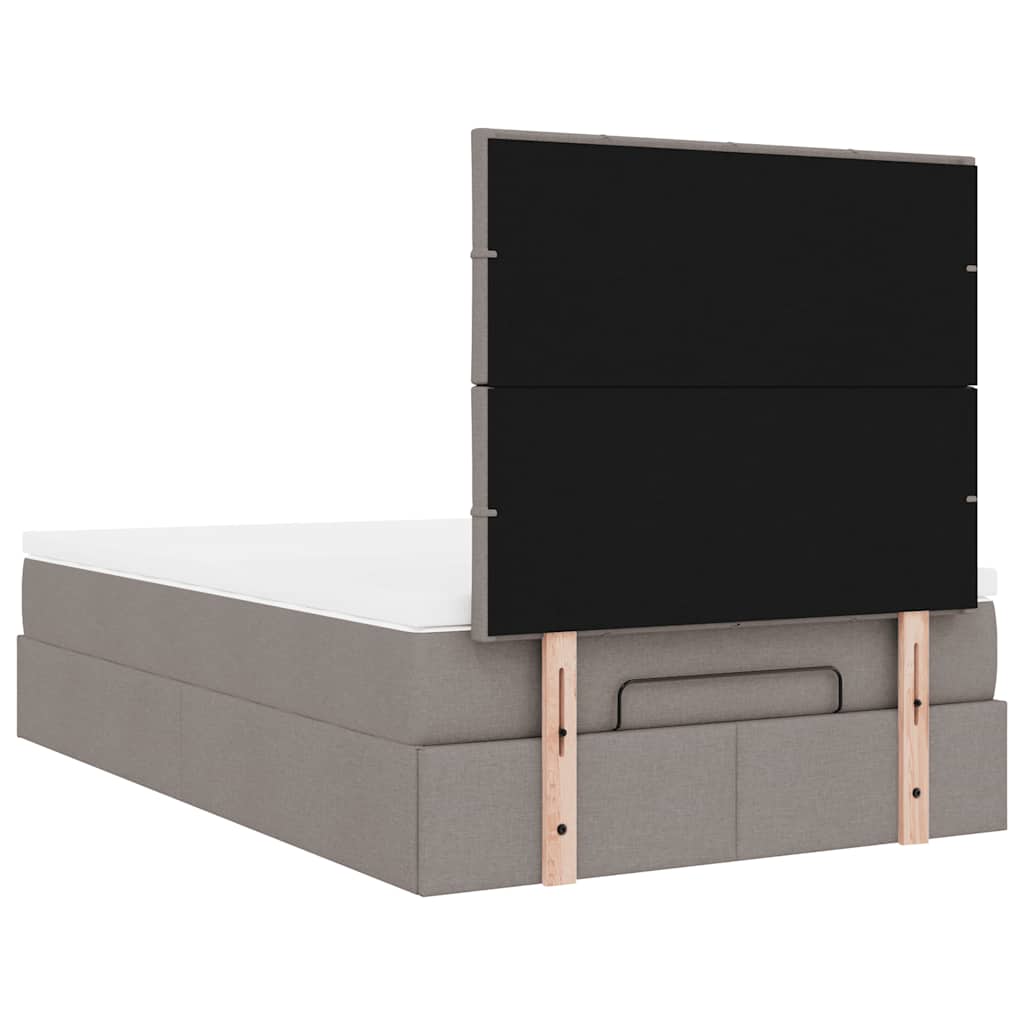 Cadre de lit ottoman avec matelas taupe 120x200 cm tissu
