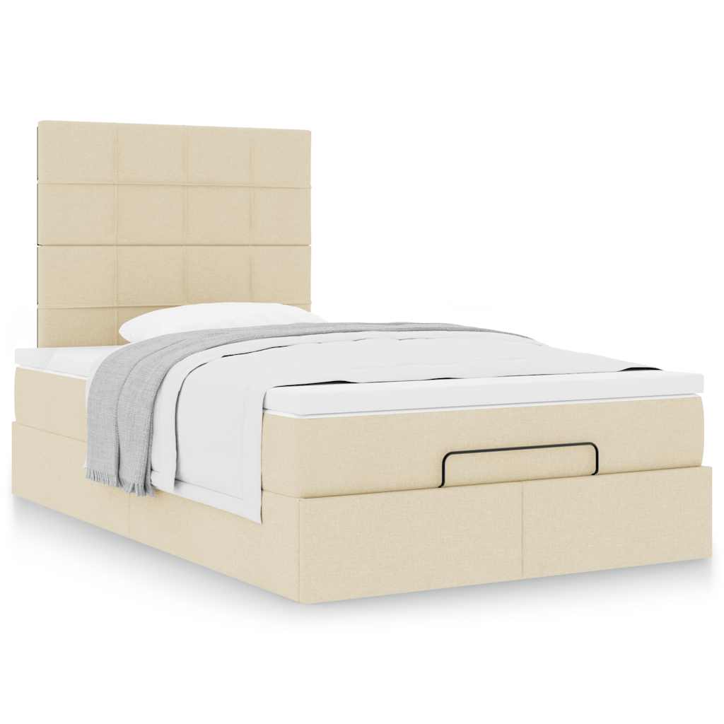 Cadre de lit ottoman avec matelas crème 120x200cm tissu - XIOS