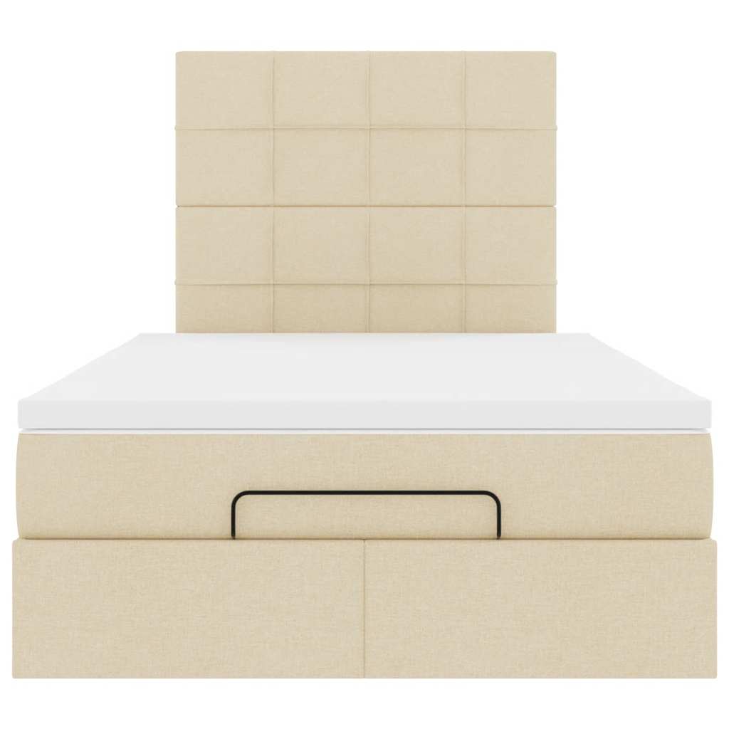 Cadre de lit ottoman avec matelas crème 120x200cm tissu - XIOS