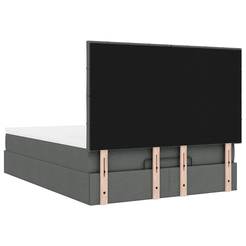 Cadre de lit ottoman avec matelas gris foncé 140x190 cm tissu - XIOS