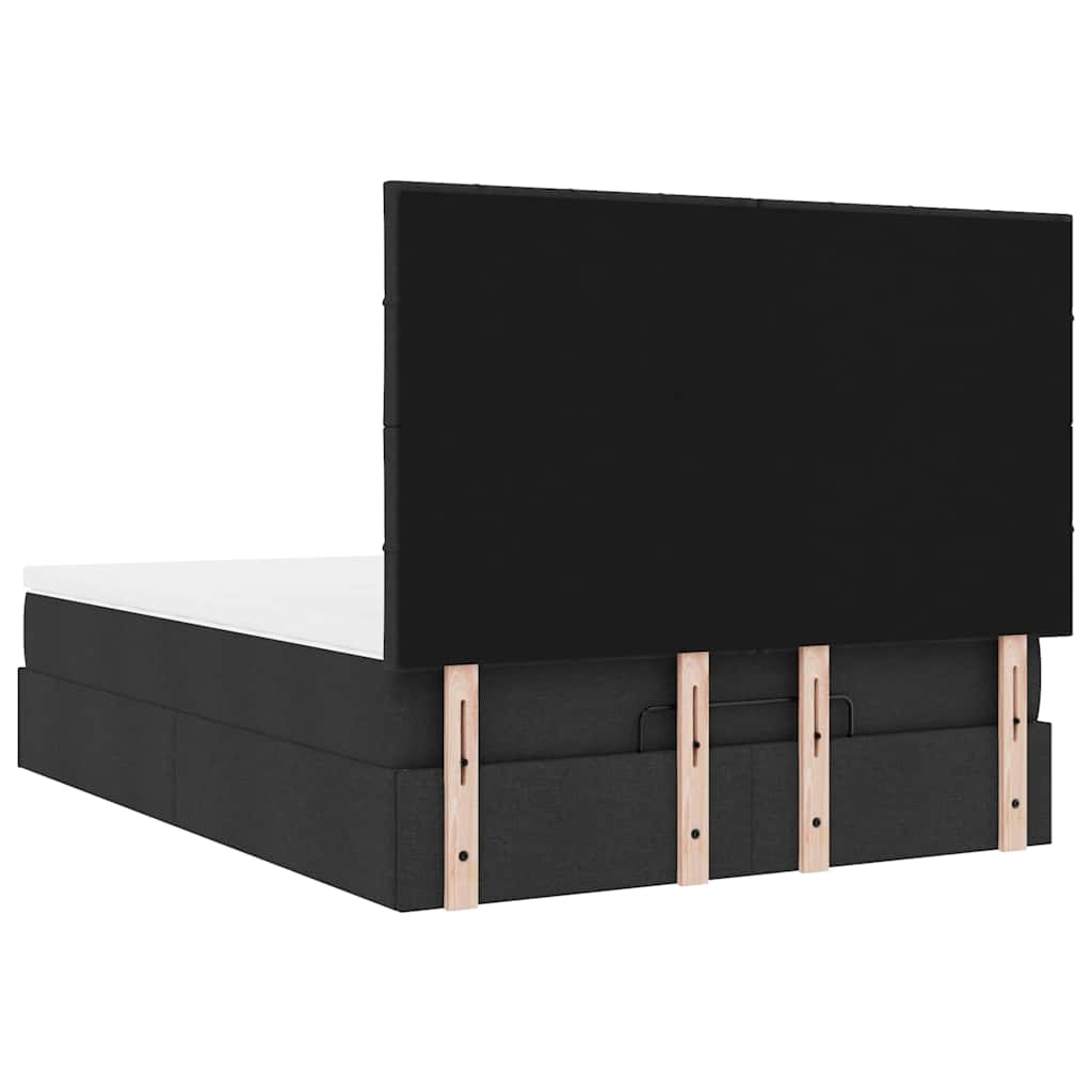 Cadre de lit ottoman avec matelas noir 140x190 cm tissu - XIOS