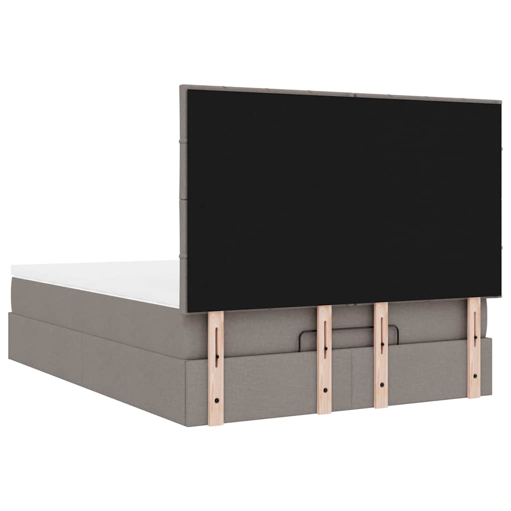 Cadre de lit ottoman avec matelas taupe 140x190 cm tissu - XIOS
