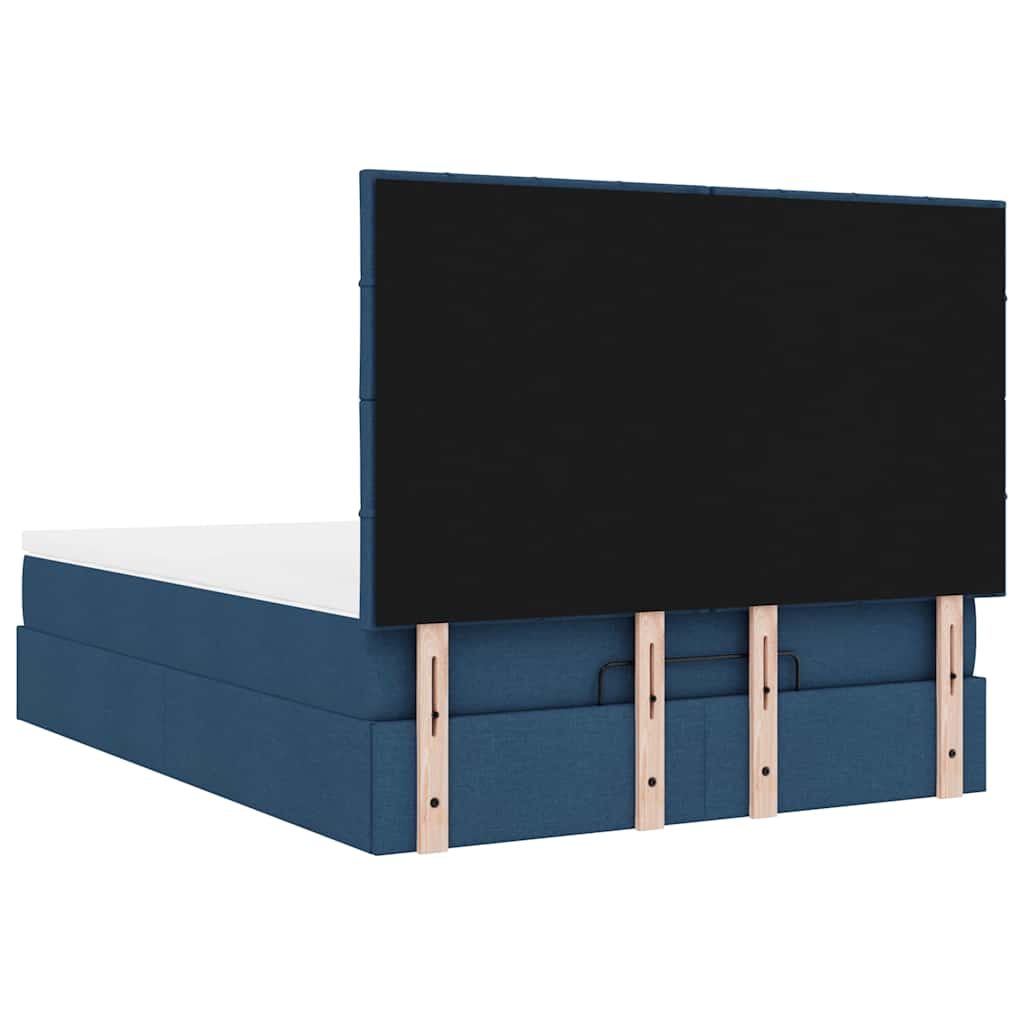 Cadre de lit ottoman avec matelas bleu 140x190 cm tissu - XIOS