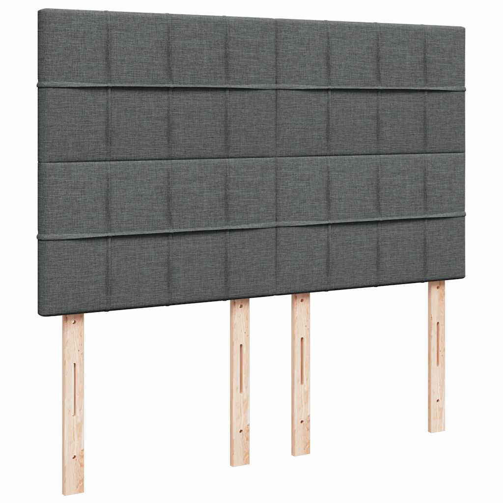Cadre de lit ottoman avec matelas gris foncé 140x200 cm tissu - XIOS