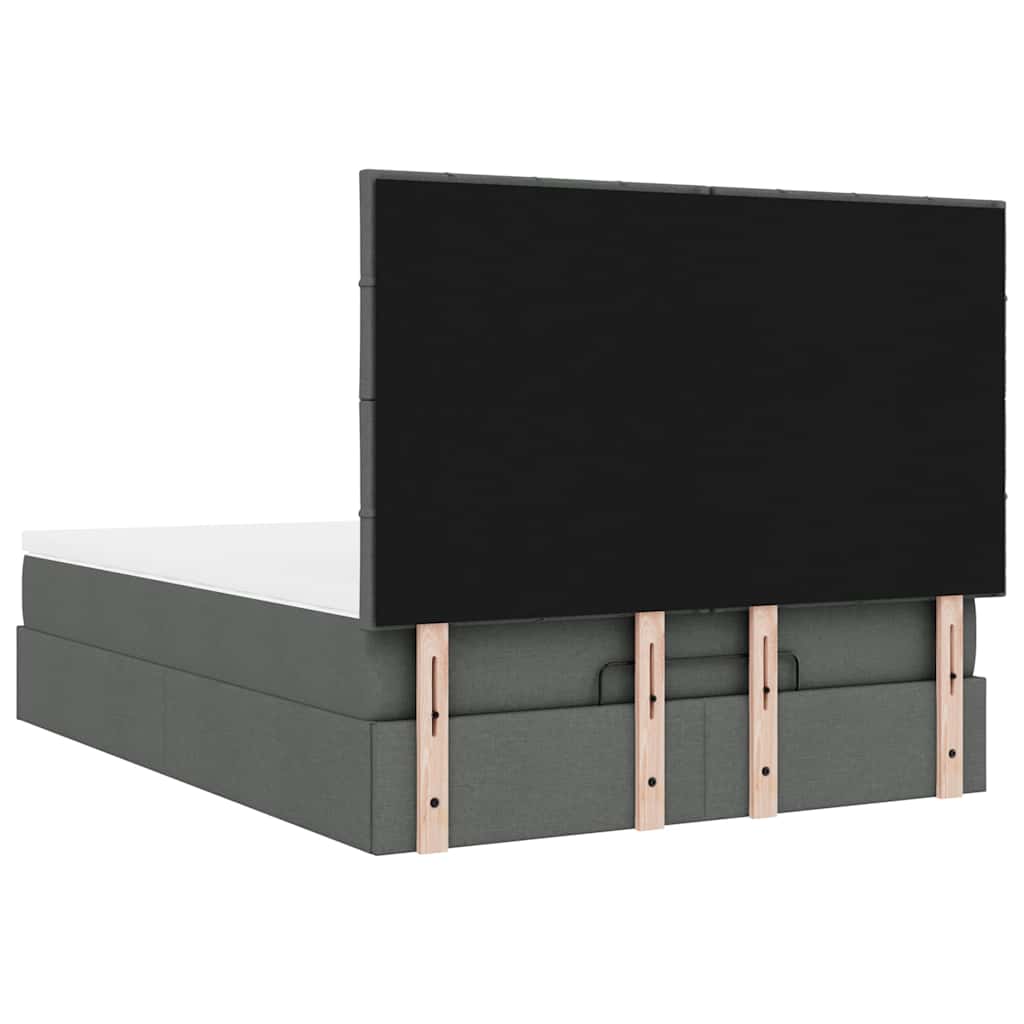 Cadre de lit ottoman avec matelas gris foncé 140x200 cm tissu - XIOS