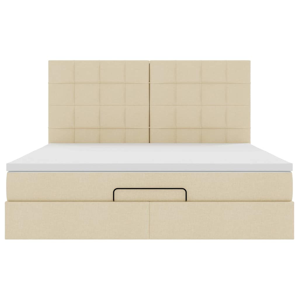 Cadre de lit ottoman avec matelas crème 160x200 cm tissu - XIOS