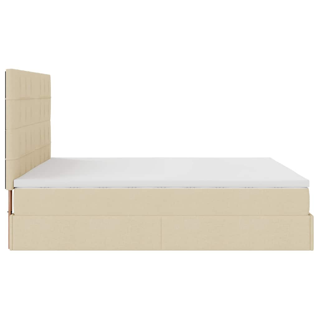 Cadre de lit ottoman avec matelas crème 160x200 cm tissu - XIOS
