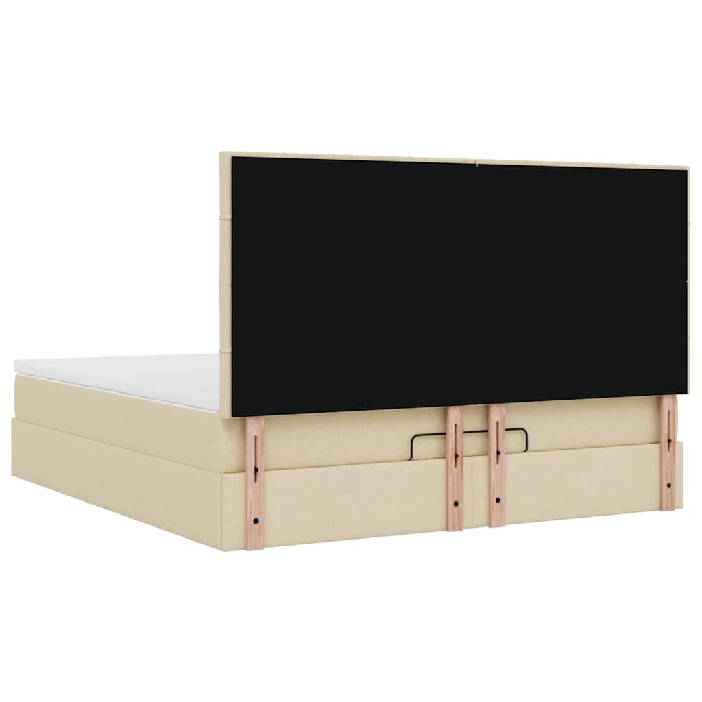 Cadre de lit ottoman avec matelas crème 160x200 cm tissu - XIOS