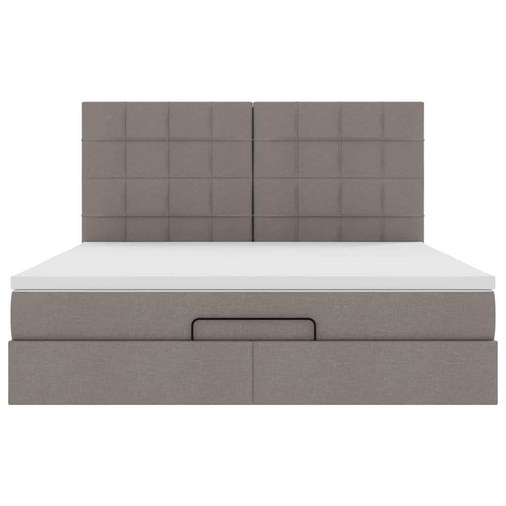 Cadre de lit ottoman avec matelas taupe 180x200 cm tissu - XIOS