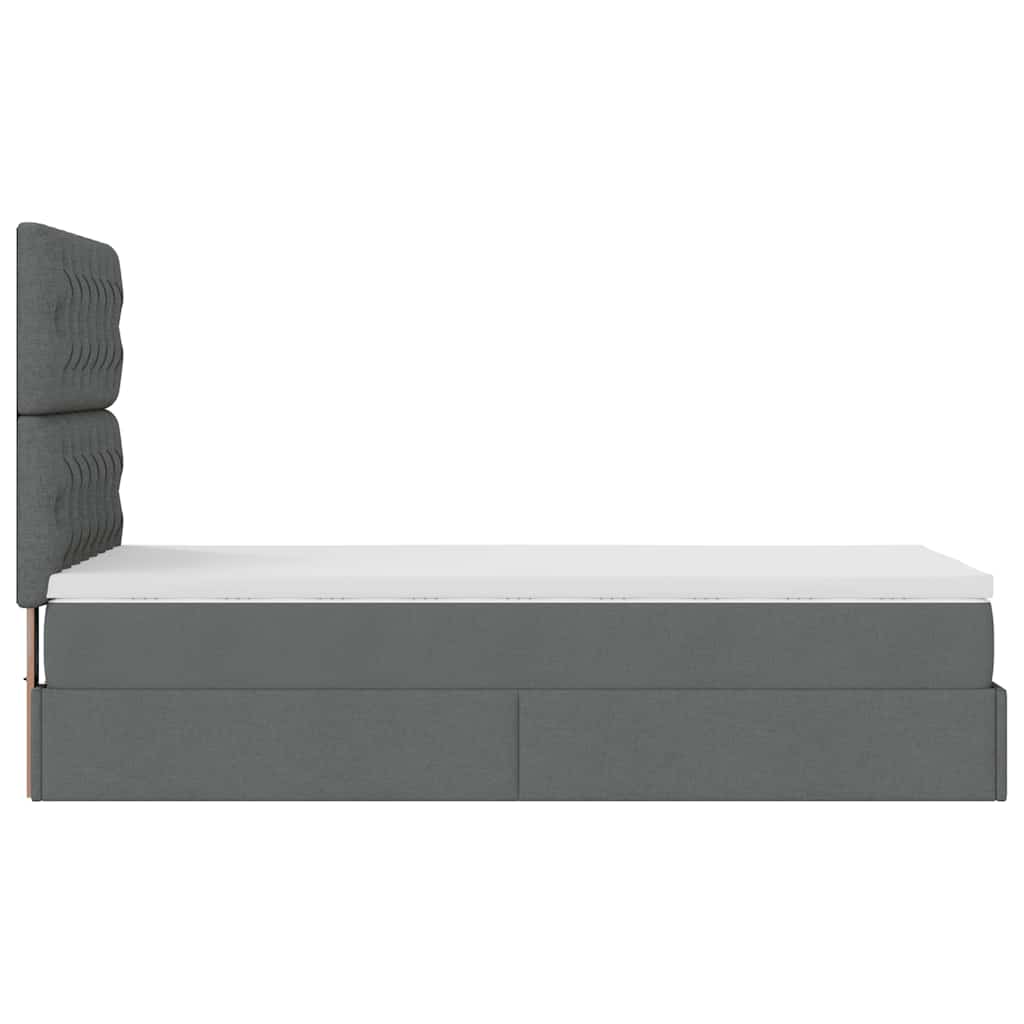 Cadre de lit ottoman avec matelas gris foncé 90x190 cm tissu - XIOS