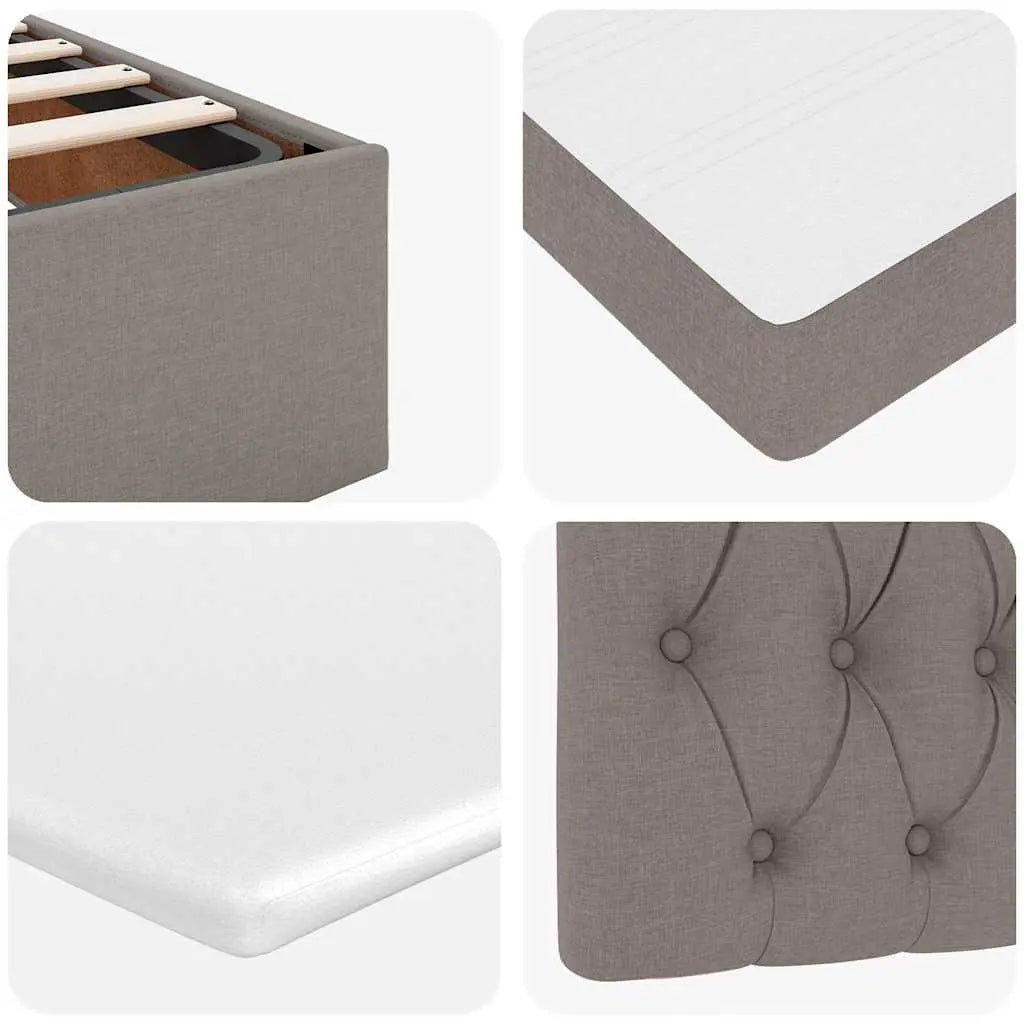 Lit ottoman avec matelas taupe 90x200 cm tissu - XIOS
