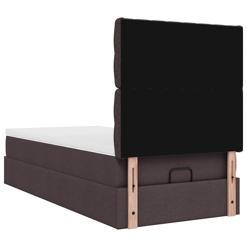 Lit ottoman avec matelas marron foncé 100x200 cm tissu - XIOS