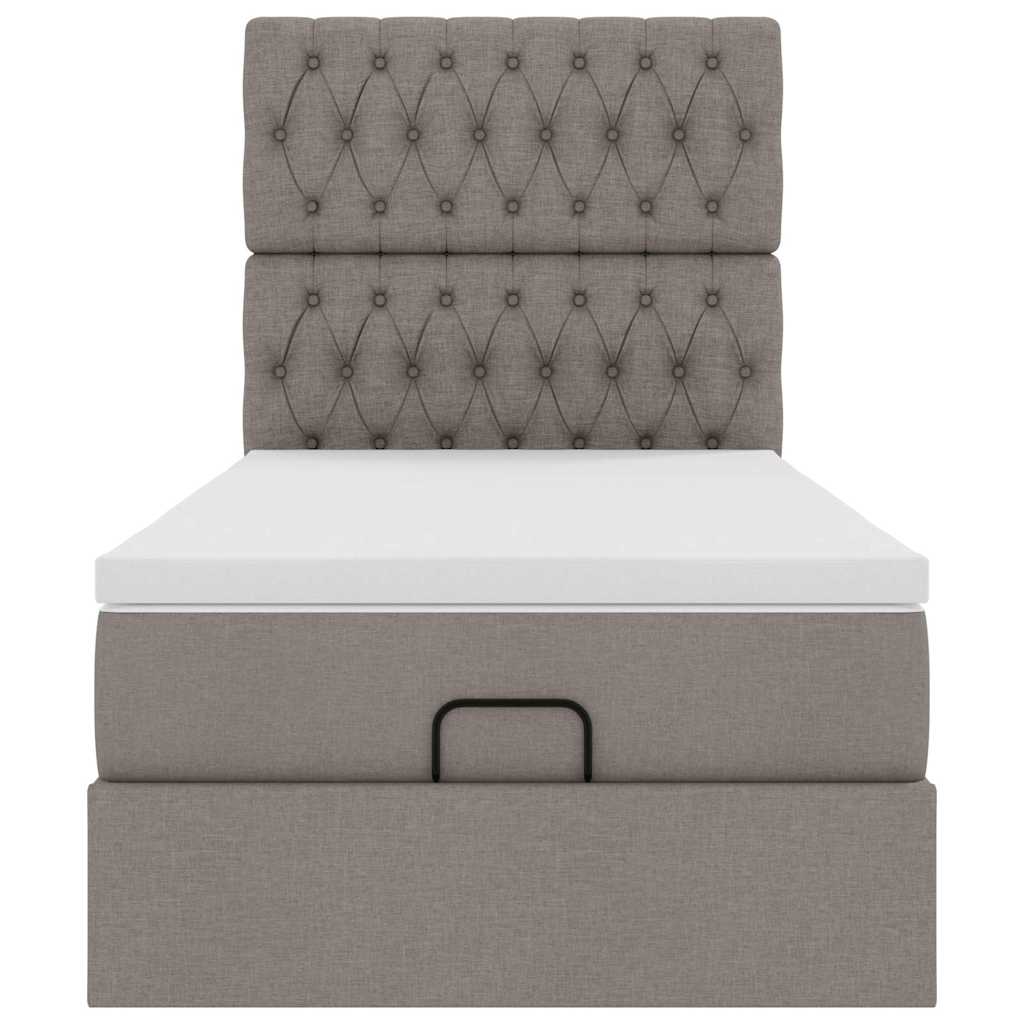 Lit ottoman avec matelas taupe 100x200 cm tissu