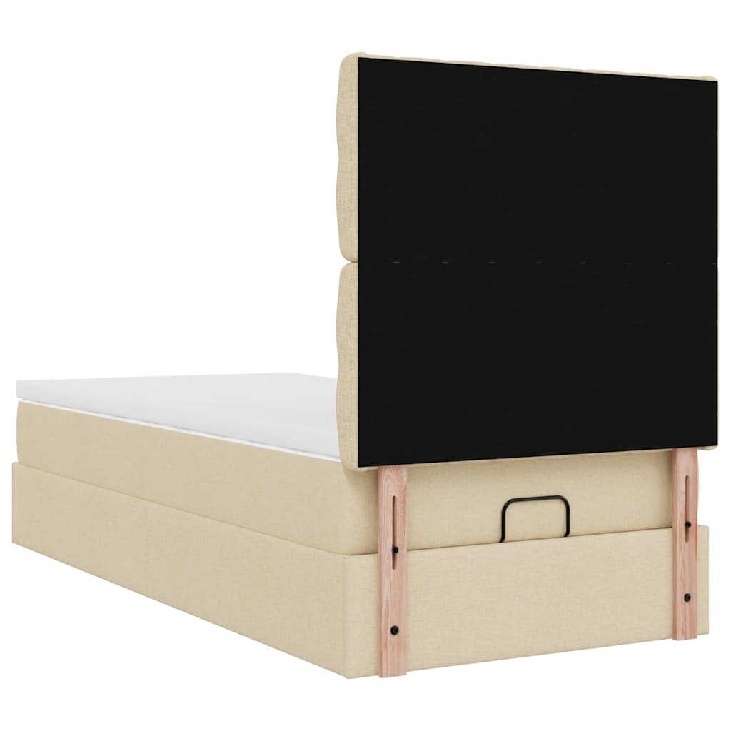 Lit ottoman avec matelas crème 100x200 cm tissu - XIOS