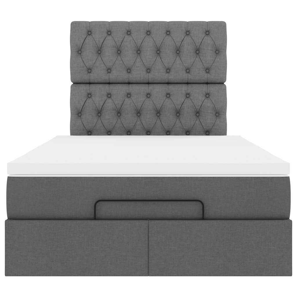 Cadre de lit ottoman avec matelas gris foncé 120x190 cm tissu - XIOS
