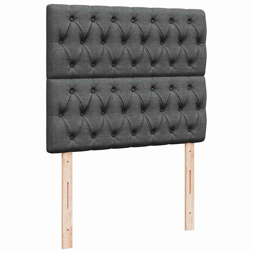 Cadre de lit ottoman avec matelas gris foncé 120x190 cm tissu - XIOS