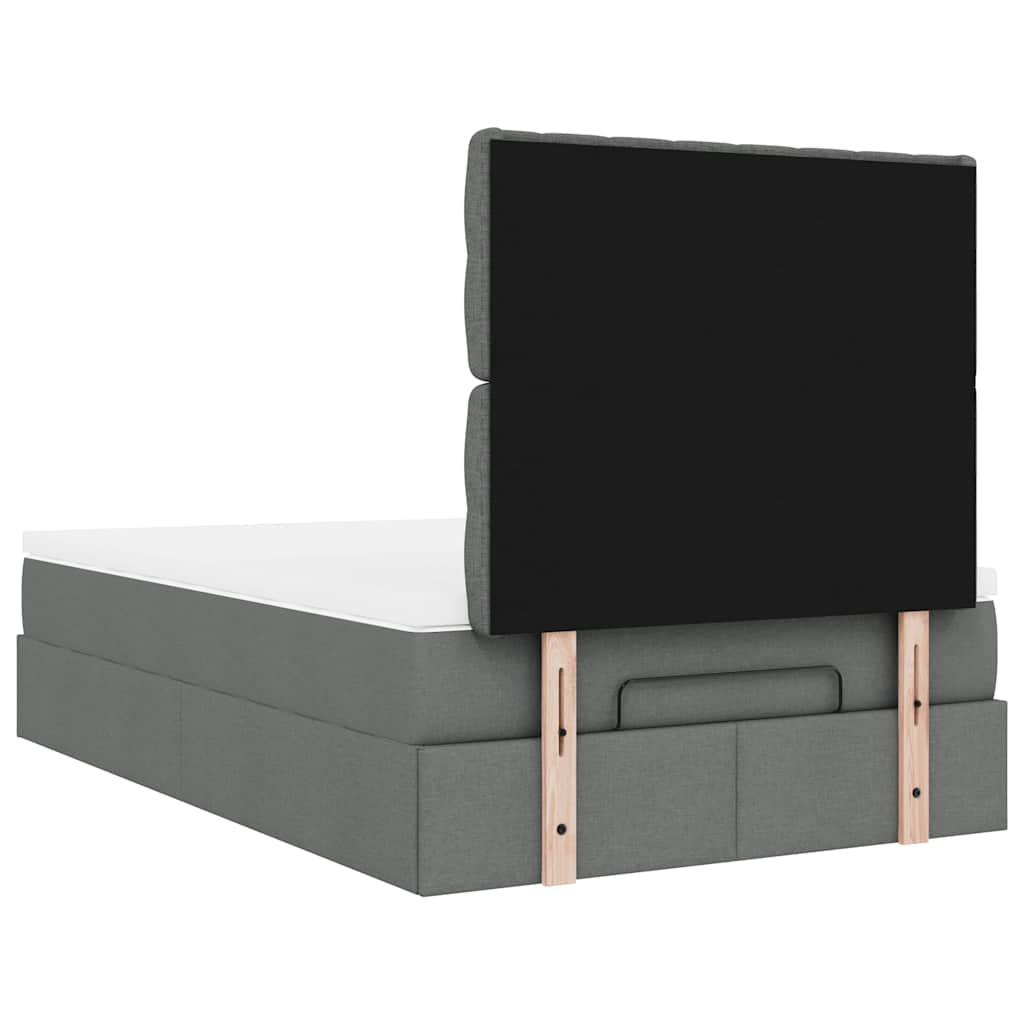 Cadre de lit ottoman avec matelas gris foncé 120x190 cm tissu - XIOS
