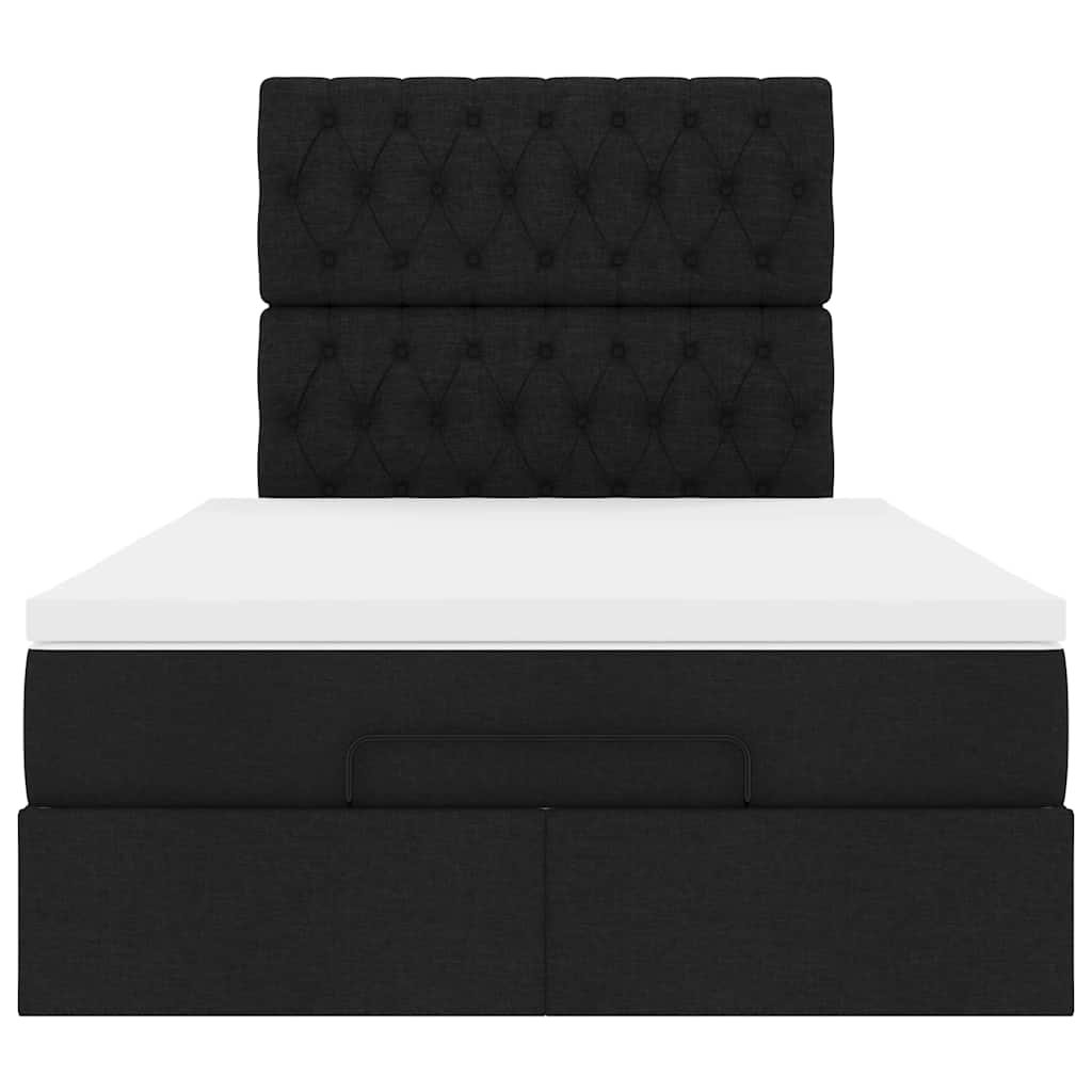 Cadre de lit ottoman avec matelas noir 120x190 cm tissu - XIOS