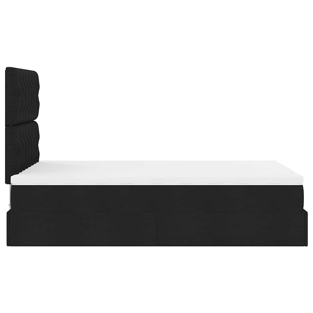 Cadre de lit ottoman avec matelas noir 120x190 cm tissu - XIOS
