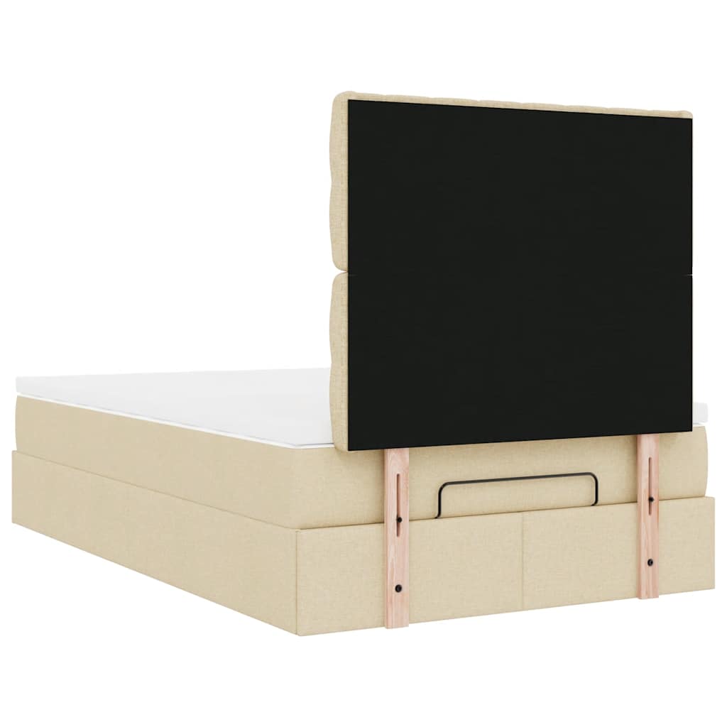 Cadre de lit ottoman avec matelas crème 120x190 cm tissu - XIOS