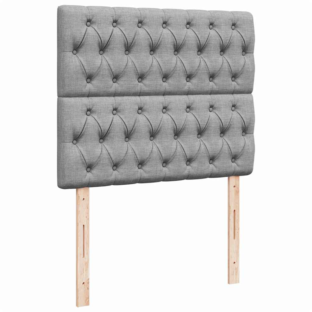 Cadre de lit ottoman et matelas gris clair 120x200 cm tissu - XIOS