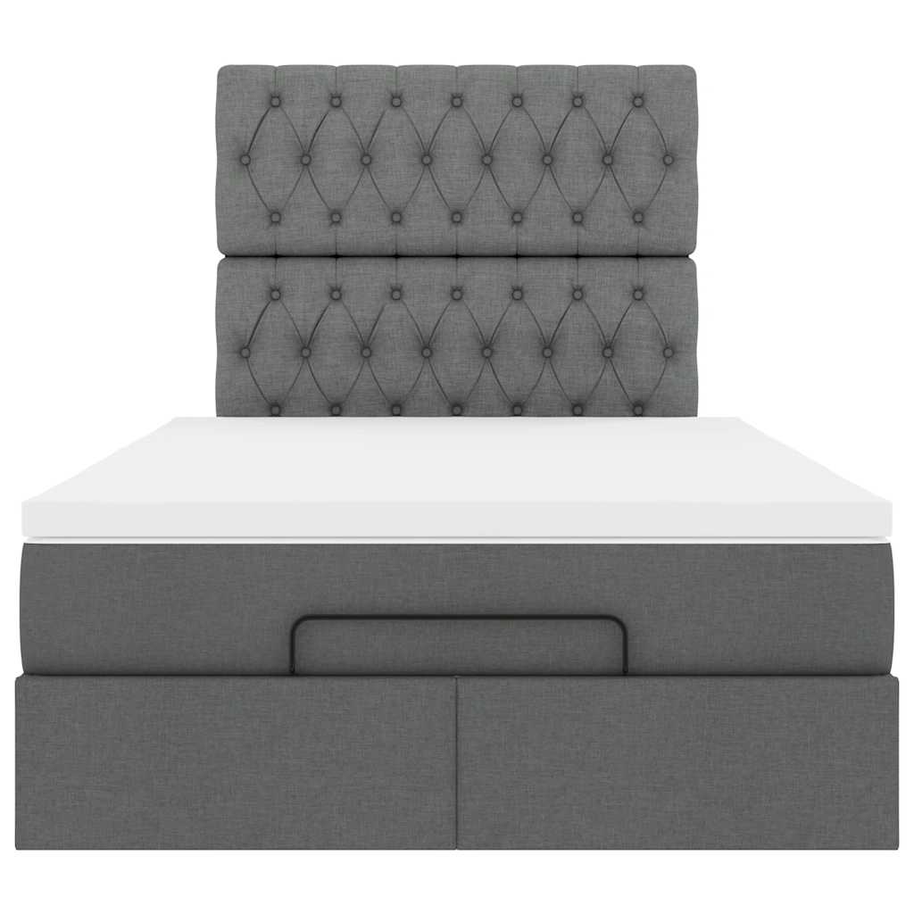 Cadre de lit ottoman avec matelas gris foncé 120x200cm tissu - XIOS